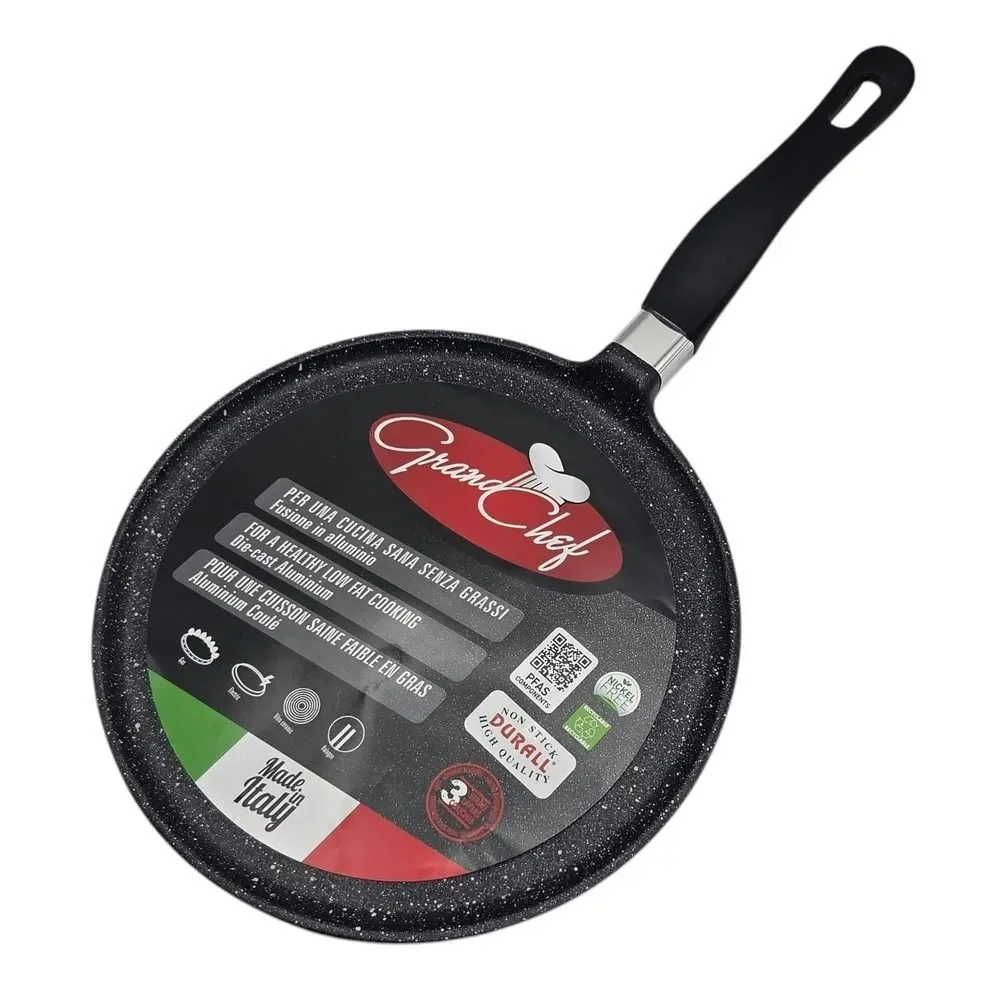Roch Guss Grand Chef Crepe Griddle Flat Pan 9.5in Healthy Cookware ITALY NEW